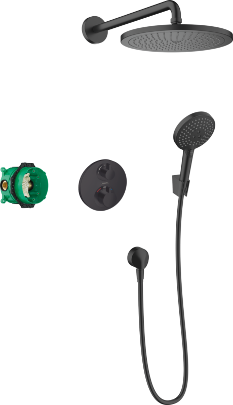 Душевая система скрытого монтажа Hansgrohe Croma 280 1jet Ecostat S черный матовый 27961670