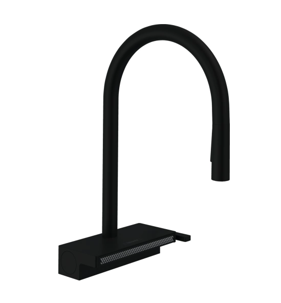 Змішувач для кухні Hansgrohe Aquno Select M81 з висувною лійкою чорний матовий 73831670