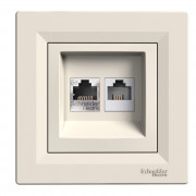 Розетка компьютерная+телефонная Schneider Electric Asfora RJ45+RJ12 5е крем EPH4900123