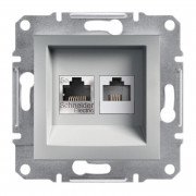 Розетка компьютерная+телефонная Schneider Electric Asfora RJ45+RJ12 5е алюминий EPH4900161