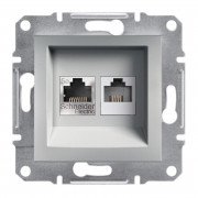 Розетка компьютерная+телефонная Schneider Electric Asfora RJ45+RJ12 5е алюминий EPH4900161
