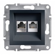 Розетка компьютерная+телефонная Schneider Electric Asfora RJ45+RJ12 5е антрацит EPH4900171