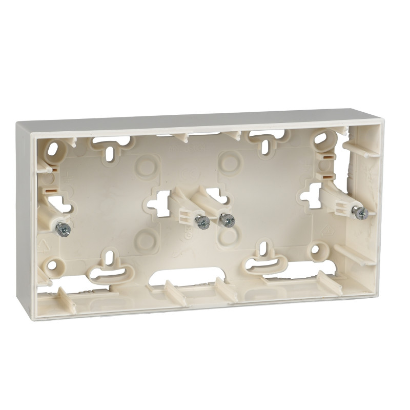 Коробка для зовнішнього монтажу Schneider Electric Unica Colors/Unica Basic 2 поста слонова кістка MGU8.004.25