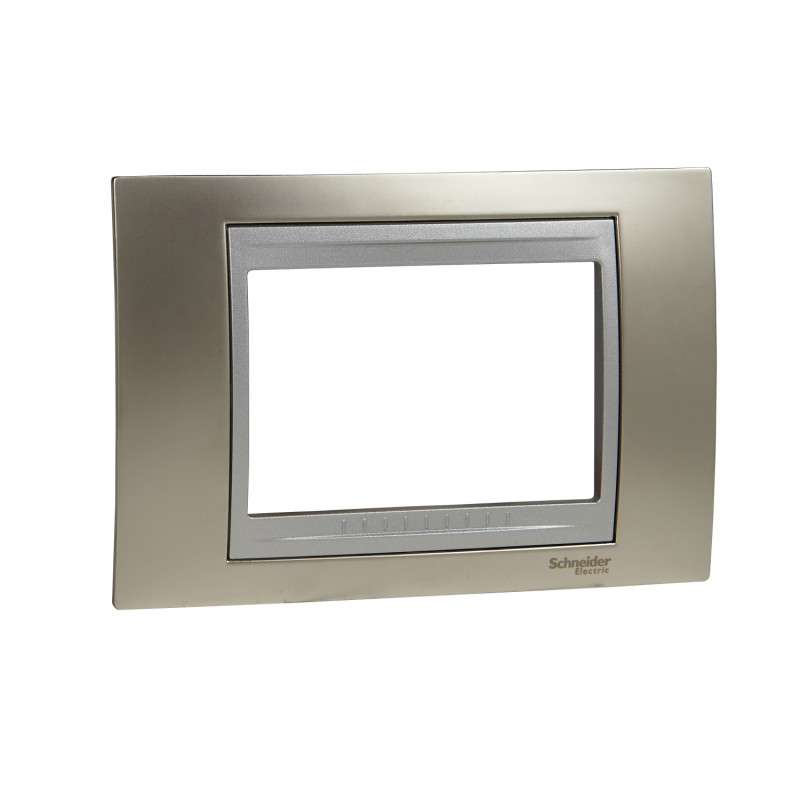 Рамка 3-модульна Schneider Electric Unica Top нікель матовий/алюміній MGU66.103.039