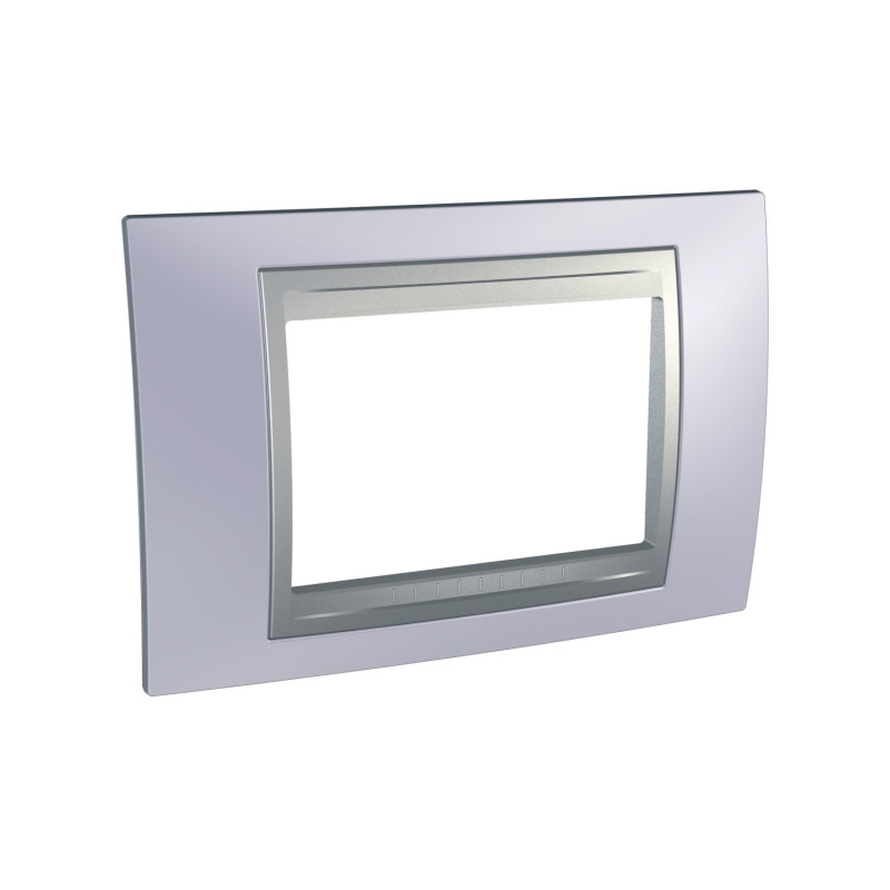 Рамка 3-модульная Schneider Electric Unica Top голубой берилл/алюминий MGU66.103.098