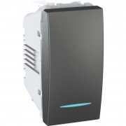 Выключатель Schneider Electric Unica 1-клавишный схема 1 с подсветкой графит MGU3.101.12N