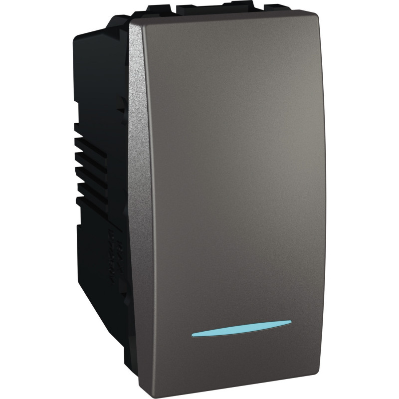 Выключатель проходной Schneider Electric Unica 1-клавишный 16А схема 6 с подсветкой графит MGU3.163.12N