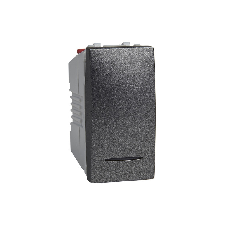 Вимикач Schneider Electric Unica 1-клавішний схема 6 з індикацією графіт MGU3.103.12S