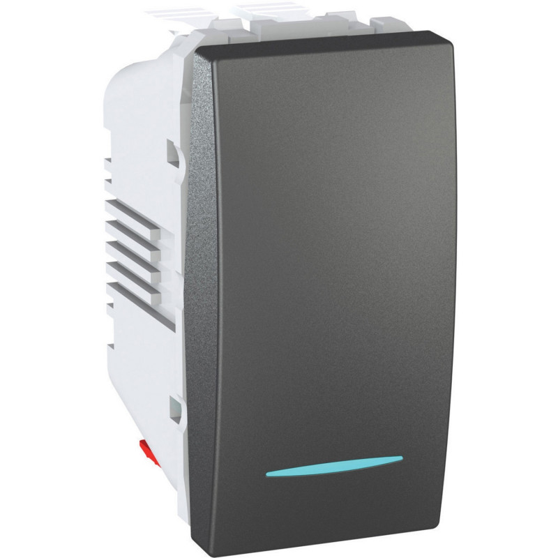 Выключатель Schneider Electric Unica 1-клавишный схема 6 с подсветкой графит MGU3.103.12N