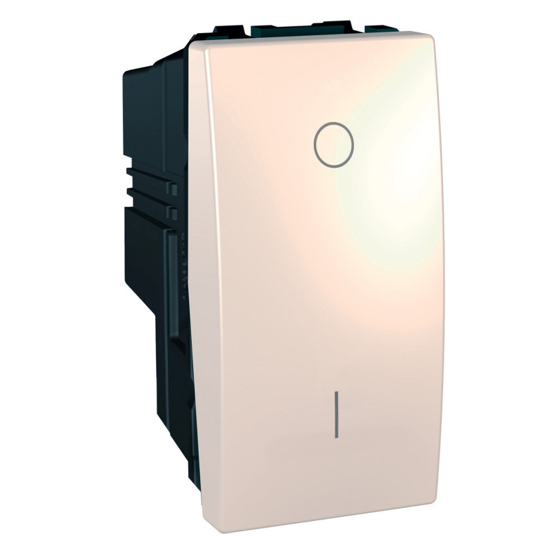 Вимикач Schneider Electric Unica 1-клавішний 16А 2 полюси схема 2 слонова кістка MGU3.162.25