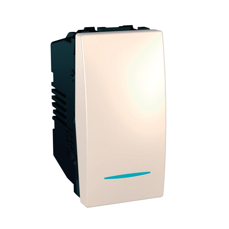 Выключатель Schneider Electric Unica 1-клавишный 16А схема 1 с подсветкой слоновая кость MGU3.161.25N