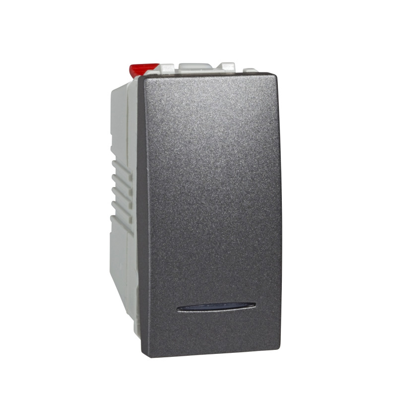 Выключатель Schneider Electric Unica кнопочный 10А с подсветкой графит MGU3.106.12N