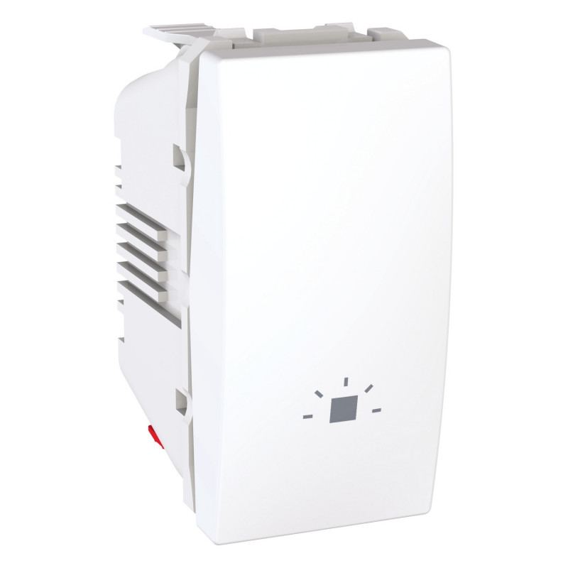 Вимикач Schneider Electric Unica кнопковий 10А із символом Світло біле MGU3.106.18L