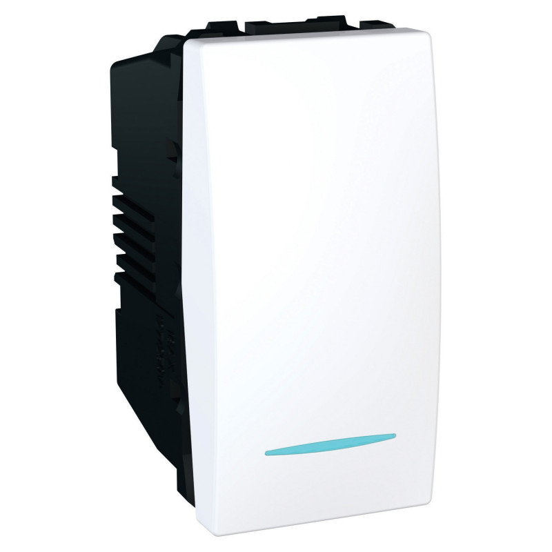 Выключатель проходной Schneider Electric Unica 1-клавишный 16А схема 6 с подсветкой белый MGU3.163.18N