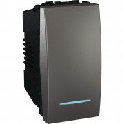 Выключатель проходной Schneider Electric Unica 1-клавишный 16А схема 6 с подсветкой графит MGU3.163.12N