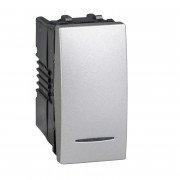 Выключатель проходной Schneider Electric Unica 1-клавишный 16А схема 6 с подсветкой алюминий MGU3.163.30N