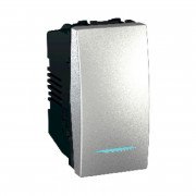 Выключатель Schneider Electric Unica 1-клавишный 16А схема 1 с подсветкой алюминий MGU3.161.30N