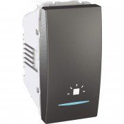 Выключатель Schneider Electric Unica кнопочный 10А с подсветкой и символом Свет графит MGU3.106.12LN