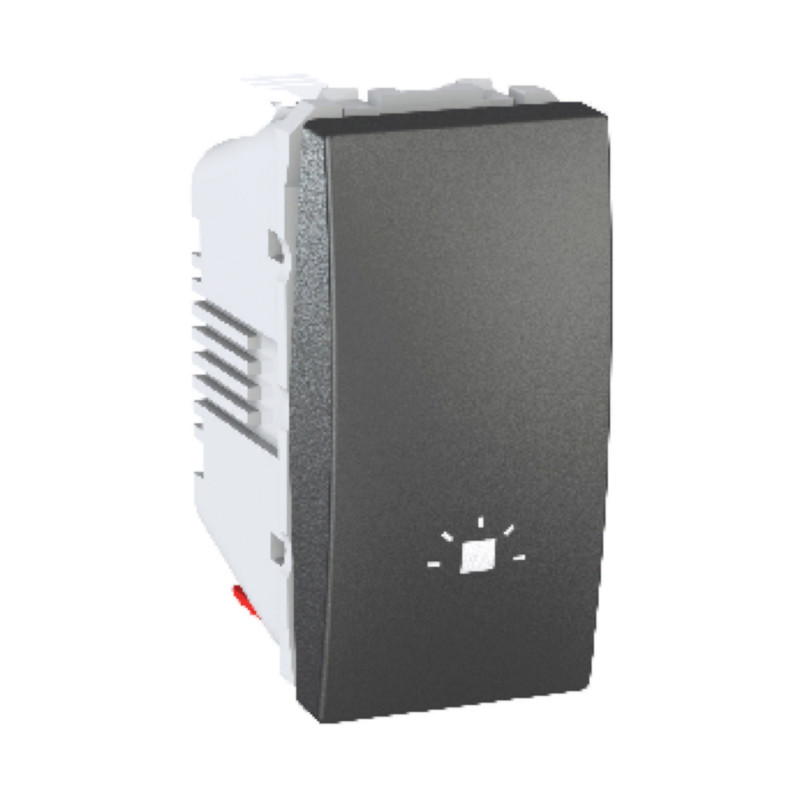 Выключатель Schneider Electric Unica кнопочный 10А с символом Свет графит MGU3.106.12L