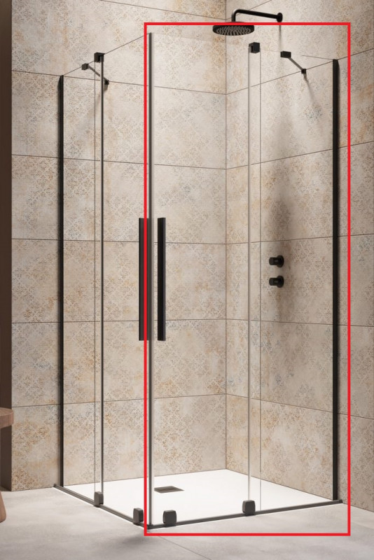 Душевая дверь с пристенком (правая часть кабины) Radaway Furo Black KDD 90х200 см раздвижная черный/прозрачное стекло 10105090-54-01R