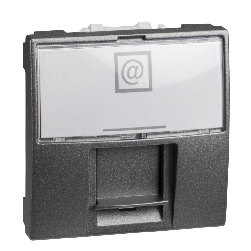 Компьютерная розетка Schneider Electric Unica RJ45 категория 5e UTP 2-модуля графит MGU3.411.12