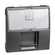 Компьютерная розетка Schneider Electric Unica RJ45 категория 5e UTP 2-модуля графит MGU3.411.12