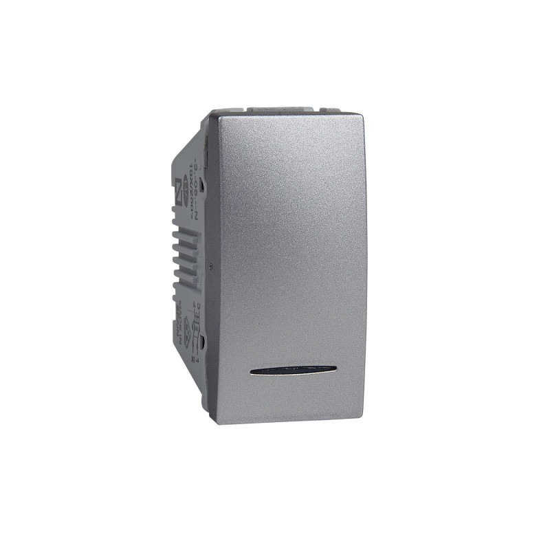 Вимикач перехресний Schneider Electric Unica 10А схема 7 з підсвічуванням алюміній MGU3.105.30N