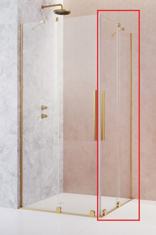 Душевая дверь с пристенком (правая часть кабины) Radaway Furo Gold KDD 90х200 см раздвижная золото/прозрачное стекло 10105090-09-01R