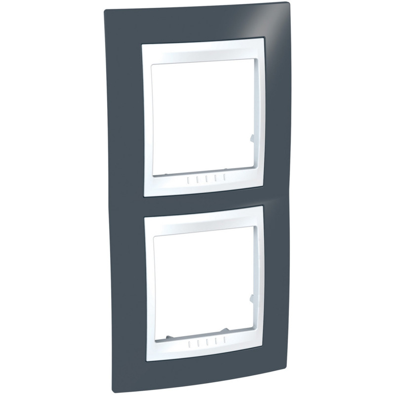 Рамка 2-постовая Schneider Electric Unica Plus вертикальная серо-зеленый/белый MGU6.004V.877