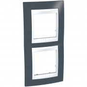 Рамка 2-постовая Schneider Electric Unica Plus вертикальная серо-зеленый/белый MGU6.004V.877