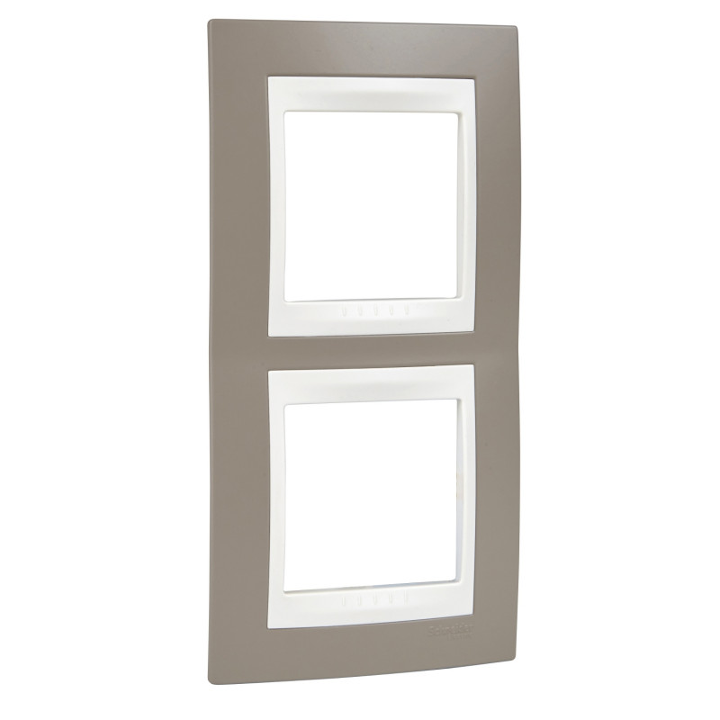 Рамка 2-постовая Schneider Electric Unica Plus вертикальная коричневый/слоновая кость MGU6.004V.574
