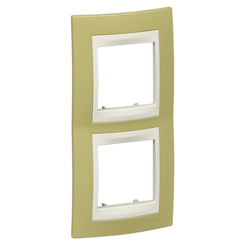 Рамка 2-постовая Schneider Electric Unica Plus вертикальная зеленое яблоко/слоновая кость MGU6.004V.563