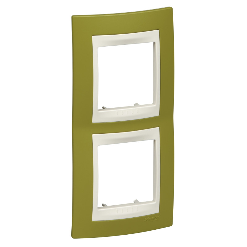 Рамка 2-постовая Schneider Electric Unica Plus вертикальная фисташковый/слоновая кость MGU6.004V.566