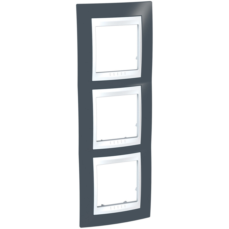 Рамка 3-постова Schneider Electric Unica Plus вертикальна сіро-зелений/білий MGU6.006V.877