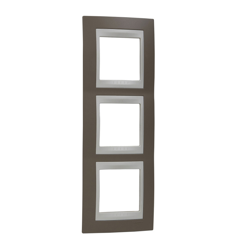 Рамка 3-постовая Schneider Electric Unica Plus вертикальная коричневый/слоновая кость MGU6.006V.574