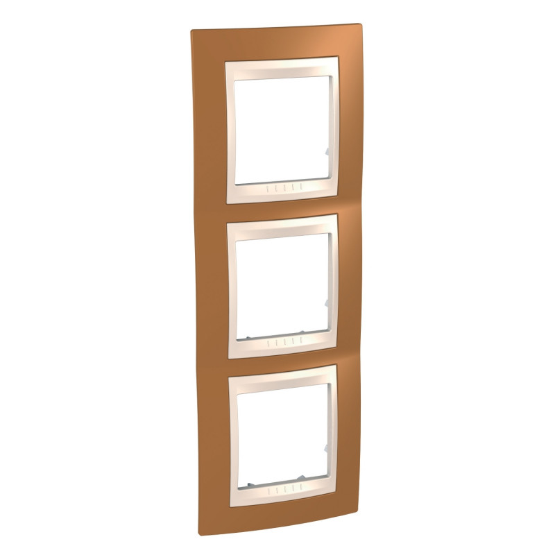 Рамка 3-постовая Schneider Electric Unica Plus вертикальная оранжевый/слоновая кость MGU6.006V.569