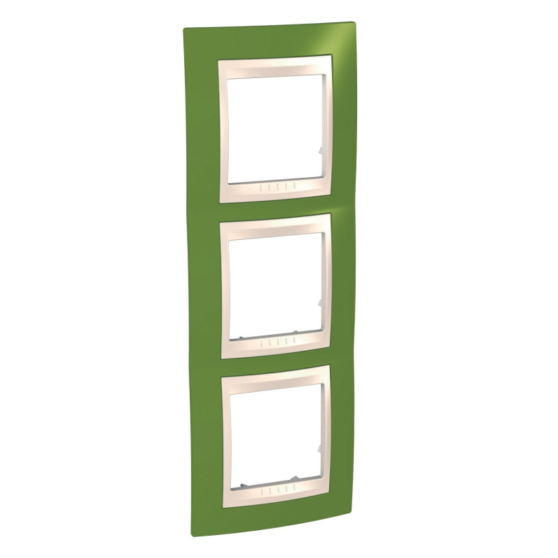 Рамка 3-постовая Schneider Electric Unica Plus вертикальная фисташковый/слоновая кость MGU6.006V.566