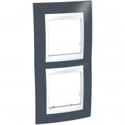 Рамка 2-постовая Schneider Electric Unica Plus вертикальная серо-зеленый/белый MGU6.004V.877