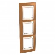 Рамка 3-постовая Schneider Electric Unica Plus вертикальная оранжевый/слоновая кость MGU6.006V.569