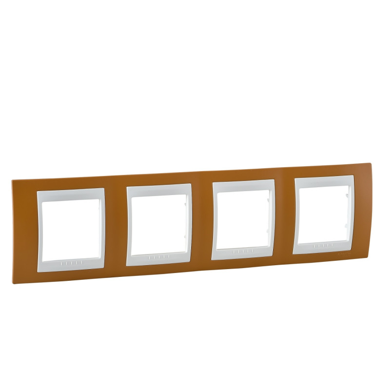 Рамка 4-постовая Schneider Electric Unica Plus оранжевый/слоновая кость MGU6.008.569