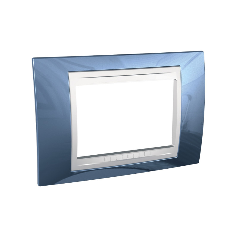 Рамка 3-модульная Schneider Electric Unica Plus голубой лед/белый MGU6.103.854