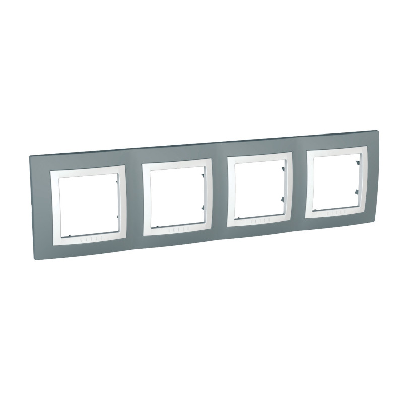 Рамка 4-постовая Schneider Electric Unica Basic серый техно/белый MGU2.008.858
