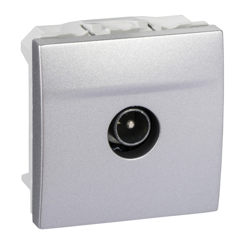 Розетка ТВ проходная Schneider Electric Unica штыревой разъем алюминий MGU3.463.30