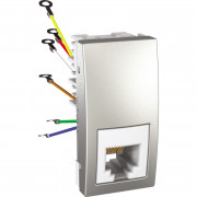 Телефонна розетка Schneider Electric Unica RJ12 6 контактів 1 модуль алюміній MGU3.491.30