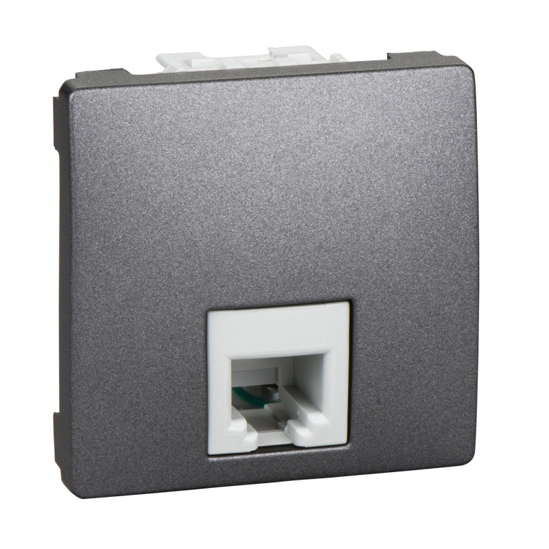 Телефонная розетка Schneider Electric Unica RJ11 4 контакта 2 модуля графит MGU3.492.12