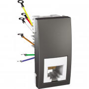 Телефонная розетка Schneider Electric Unica RJ12 6 контактов 1 модуль графит MGU3.491.12