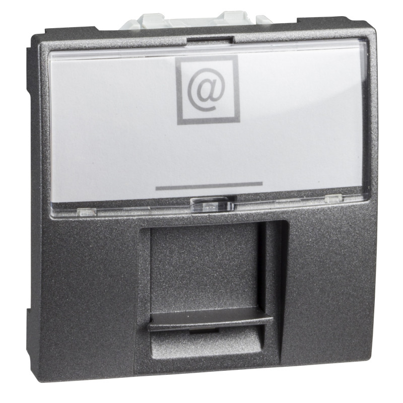 Компьютерная розетка Schneider Electric Unica RJ45 категория 6 FTP 2 модуля графит MGU3.417.12