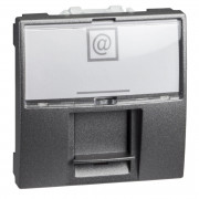 Компьютерная розетка Schneider Electric Unica RJ45 категория 6 FTP 2 модуля графит MGU3.417.12