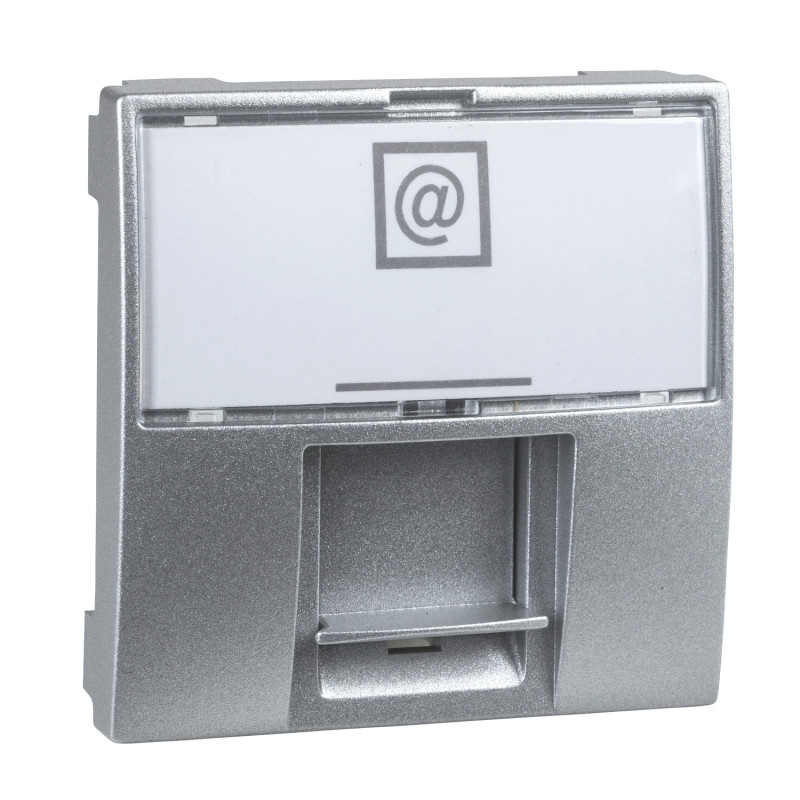 Компьютерная розетка Schneider Electric Unica RJ45 категория 6 FTP 2 модуля алюминий MGU3.417.30