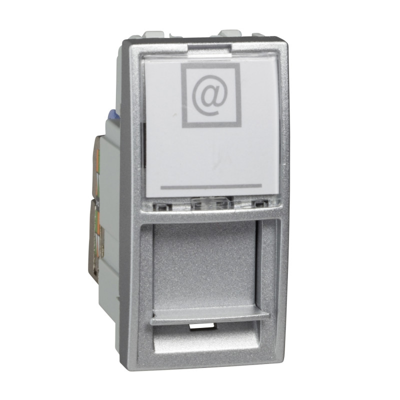 Компьютерная розетка Schneider Electric Unica RJ45 категория 6 FTP 1 модуль алюминий MGU3.416.30